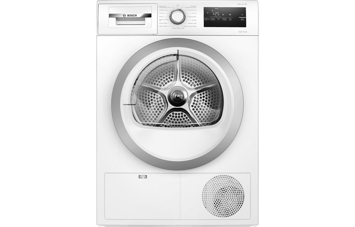 Bosch Series 4 WTH85223GB F/S 8kg Heat Pump Tumble Dryer - White Bosch Series 4 WTH85223GB F/S 8kg Heat Pump Tumble Dryer - White