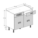 1000 1-Drawer Double Base Cabinet (Right)