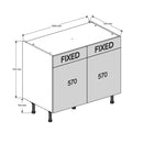 1000 Dummy Drawerline Double Base Cabinet