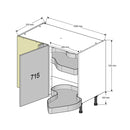 1000 Highline Corner Base Cabinet (Left) with 500 Door & Nuvola Corner Storage