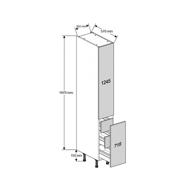 300 Standard Larder Cabinet with 3 Inner Drawers