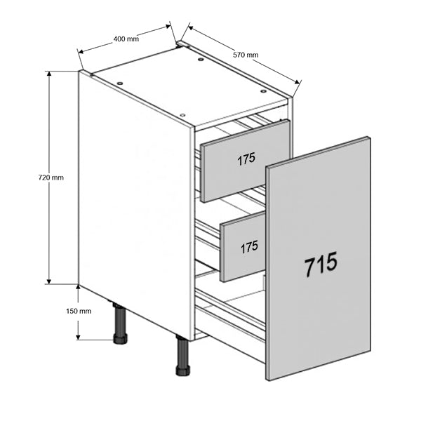400 Highline Base Cabinet with 3-Inner Drawers