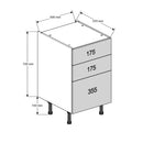 500 3-Drawer Base Cabinet (Contemporary)