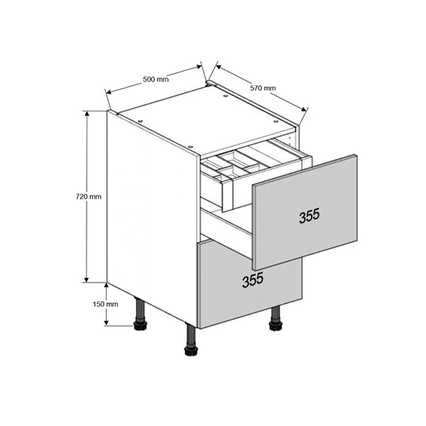 500 3-Drawer Base Cabinet with Inner Cutlery Drawer