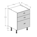 600 3-Drawer Base Cabinet (Contemporary)