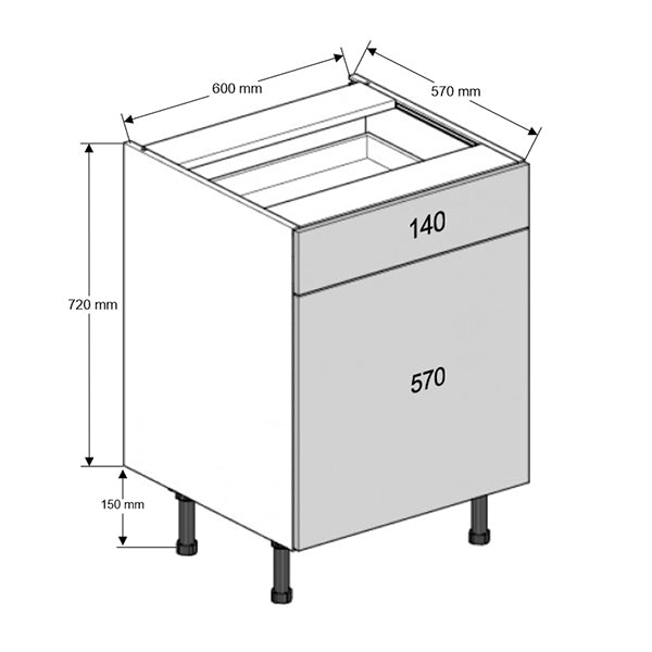600 Drawerline Hob/Sink Base Cabinet