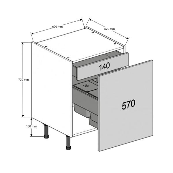 600 Highline Base Cabinet with Premium Bin & Inner Drawer