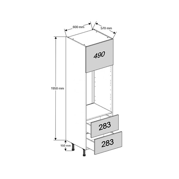 600 Standard Height Double Oven Housing Cabinet with 2-Pan Drawers