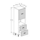 600 Standard Height Single 450h Microwave/Compact Housing Cabinet with 2-Pan Drawers