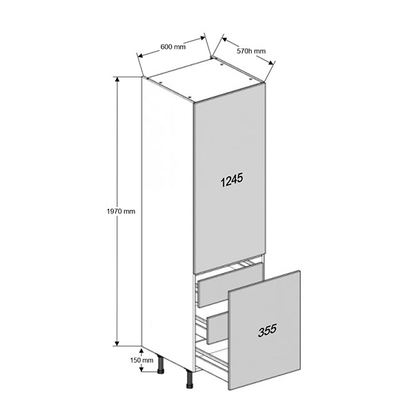 600 Standard Larder Cabinet with 3 Inner Drawers