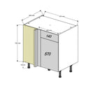 800 Drawerline Corner Base Cabinet with 400 Door & Drawer (Left)