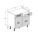 900 1-Drawer Double Base Cabinet (Right)