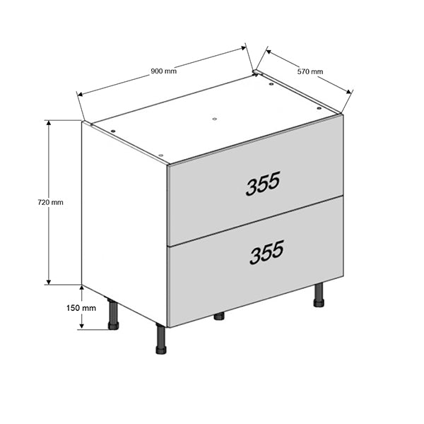 900 2-Drawer Base Cabinet