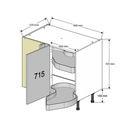 900 Highline Corner Base Cabinet (Left) with 450 Door & Nuvola Corner Storage