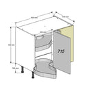 900 Highline Corner Base Cabinet (Right) with 450 Door & Nuvola Corner Storage