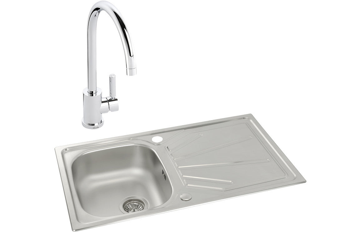 Abode Trydent 1B Inset Stainless Steel Sink & Atlas Tap Pack UK
