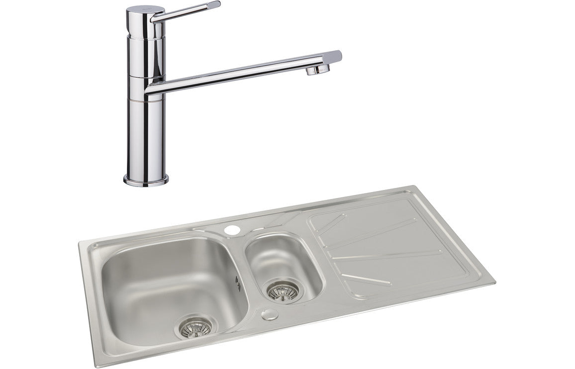 Abode Trydent 1.5B Inset Stainless Steel Sink & Specto Tap Pack UK