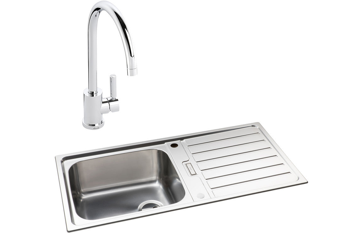 Abode Neron 1B Inset Stainless Steel Sink & Atlas Tap Pack UK