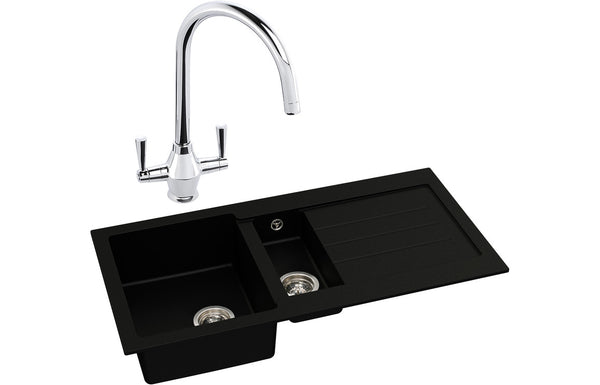 Abode Xcite 1.5B & Drainer Granite Inset Sink - Grey Metallic
