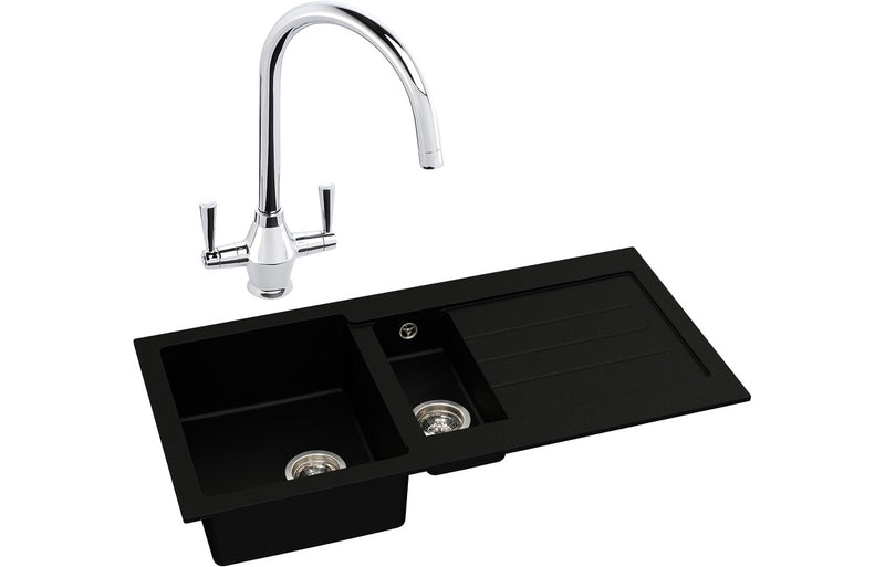 Abode Xcite 1.5B & Drainer Granite Inset Sink - Grey Metallic