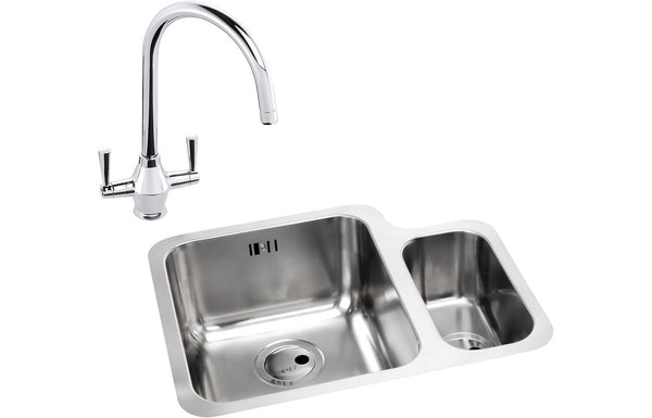 Abode Matrix 1.5B LHMB Undermount Stainless Steel Sink & Astral Tap Pack