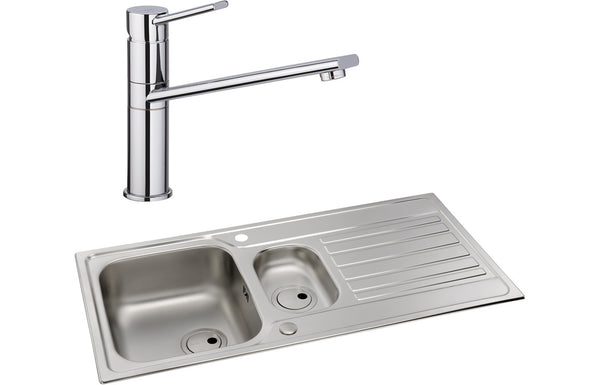 Abode Connekt 1.5B Inset Stainless Steel Sink & Specto Tap Pack