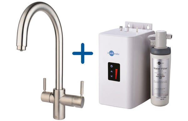 InSinkErator 3N1 J Shape Tap Neo Tank & Filter Pack - Brushed Steel
