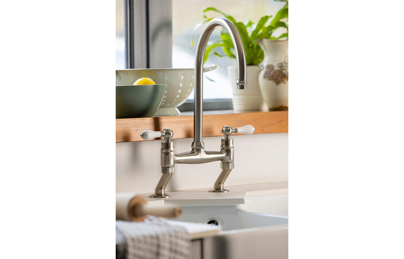 Abode Ludlow Bridge Mixer Tap - Brushed Nickel