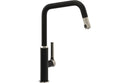 Abode Hex Single Lever Mixer Tap with Pull Out - Brushed Nickel/Black