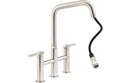 Abode Hex Bridge Dual Lever Mixer Tap with Pull Out - Brushed Nickel