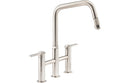 Abode Hex Bridge Dual Lever Mixer Tap with Pull Out - Brushed Nickel