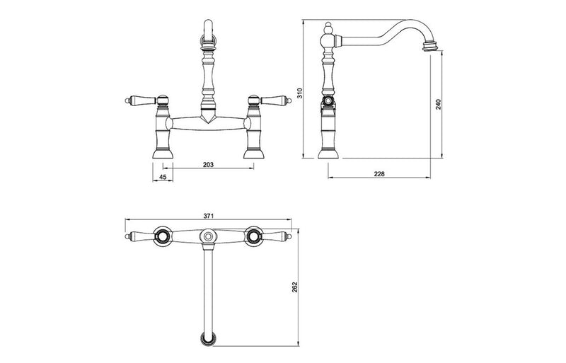 Abode Mayenne Bridge Mixer Tap - Chrome