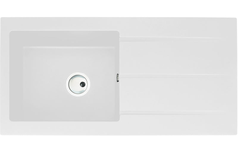 Abode Zero 1B & Drainer Granite Inset Sink - White