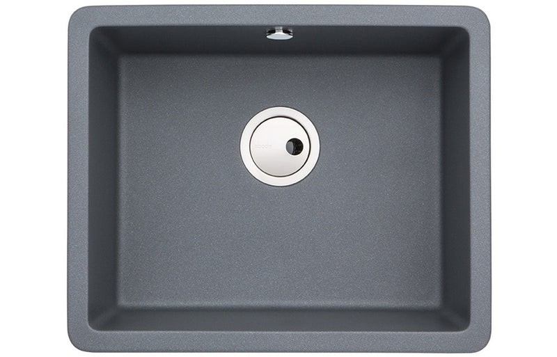 Abode Matrix Sq GR15 Large 1B Granite Inset/Undermount Sink - Grey Metallic