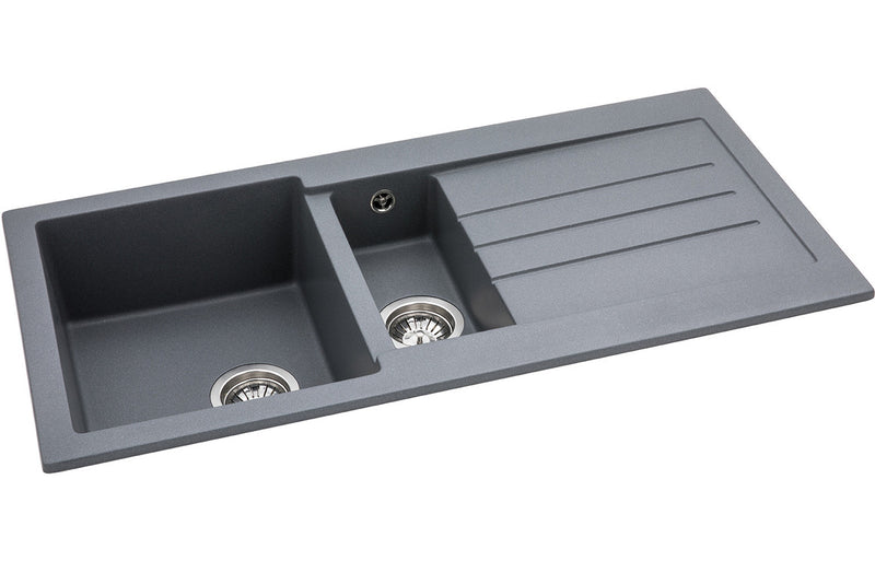 Abode Xcite 1.5B & Drainer Granite Inset Sink - Frost White