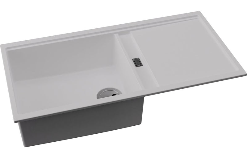 Abode Syncronist Large 1.25B & Drainer Inset/Undermount Sink - White