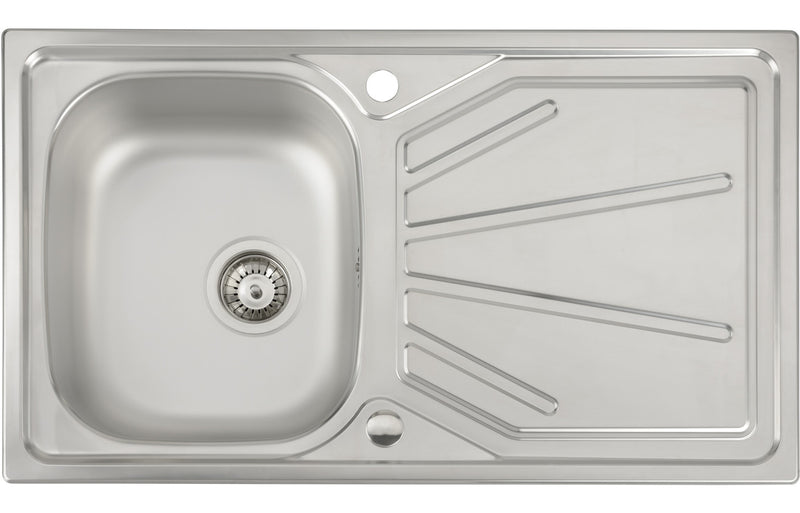 Abode Trydent 1B & Drainer Inset Sink - Stainless Steel