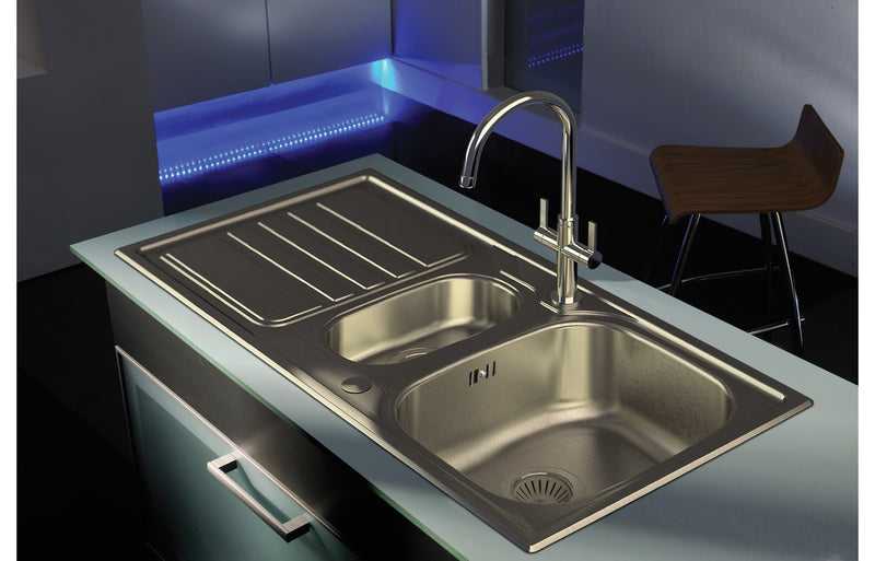 Abode Mikro 1.5B & Drainer Inset Sink (Boxed inc. wastes) - Stainless Steel
