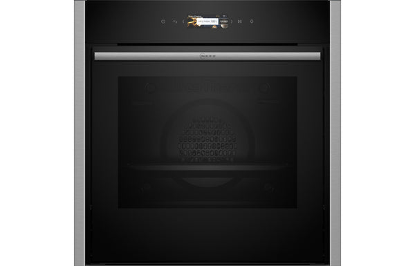Neff N70 B54CR71N0B Single Slide & Hide Pyrolytic Oven - Black with Steel Trim