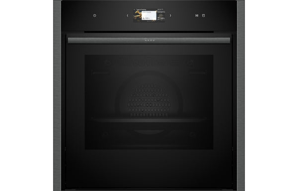 Neff N90 B64FS31G0B Single Slide & Hide Electric Oven with Steam - Black with Graphite Trim