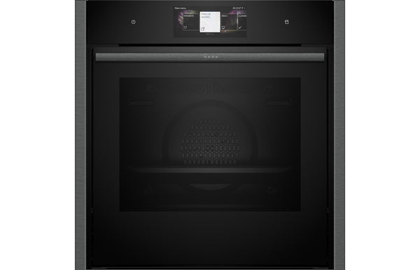 Neff N90 B64FT53G0B Single Slide & Hide Electric Oven with Steam - Black with Graphite Trim