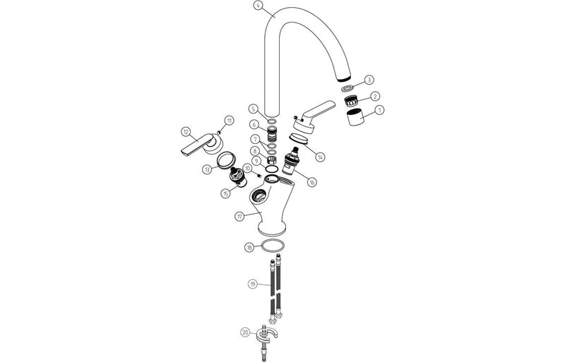Prima V Shape Dual Lever Mixer Tap - Chrome