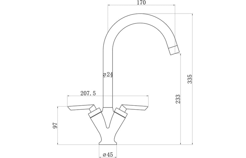 Prima V Shape Dual Lever Mixer Tap - Chrome