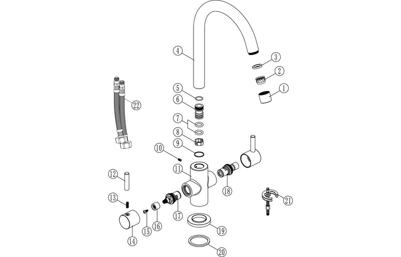 Prima Staten Swan Neck Dual Lever Mixer Tap - Chrome