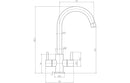 Prima Staten Swan Neck Dual Lever Mixer Tap - Brushed Steel