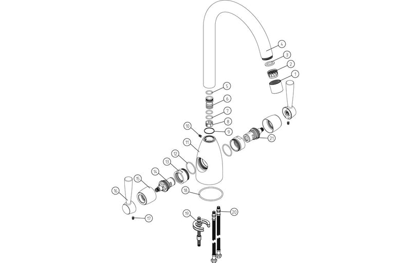 Prima Chelsea Dual Lever Mixer Tap - Brushed Steel