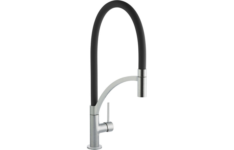 Prima+ Swan Neck Single Lever Mixer Tap with Pull Out - Black