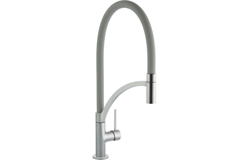 Prima+ Swan Neck Single Lever Mixer Tap with Pull Out - Grey