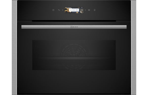 Neff N70 C24MR21N0B Compact Electric Oven & Microwave - Black with Steel Trim