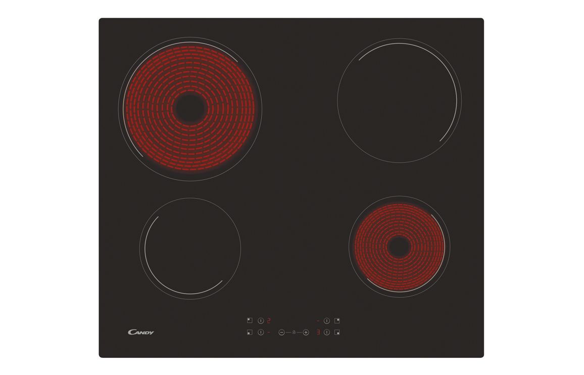 Candy CH64CCB 60cm Ceramic Hob - Black Glass UK
